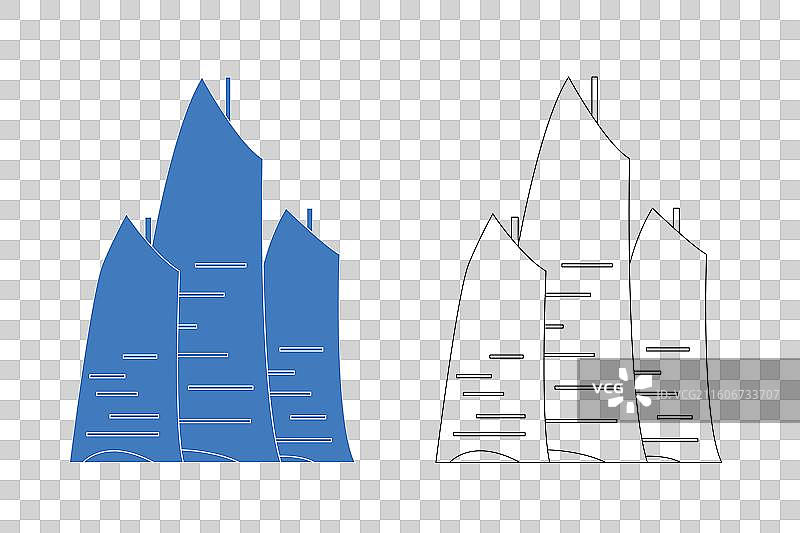 城市地标建筑剪影剪纸风格线条矢量插画—湛江海湾大桥图片素材