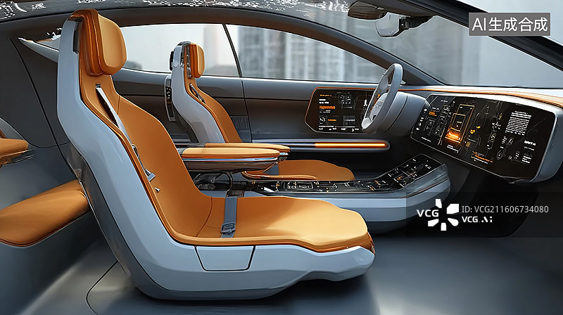 【AI数字艺术】豪华智能汽车内饰设计图片素材