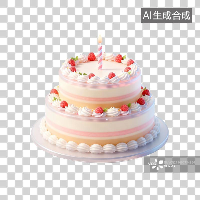 【AI数字艺术】双层草莓生日蛋糕图片素材