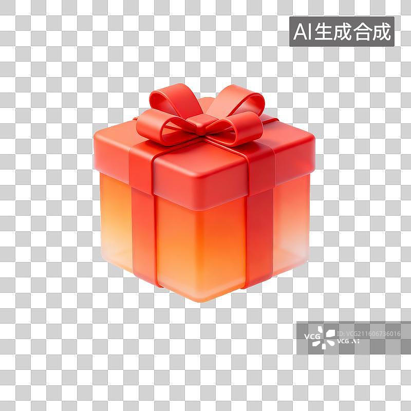 【AI数字艺术】一个带有丝带的红色礼品盒图片素材