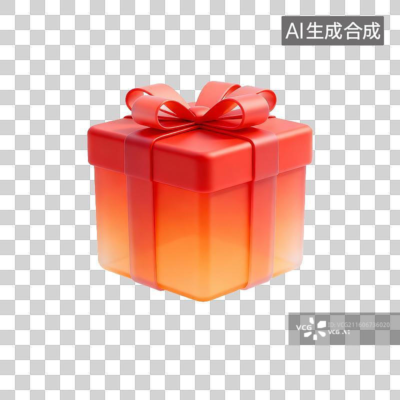 【AI数字艺术】一个带有丝带的红色礼品盒图片素材