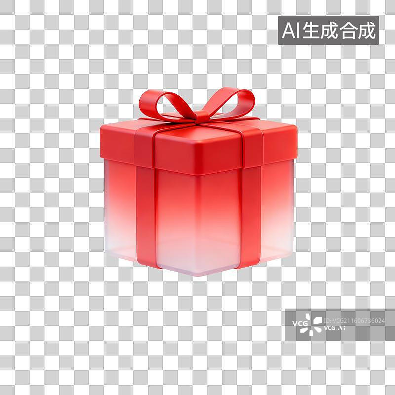 【AI数字艺术】一个带有丝带的红色礼品盒图片素材