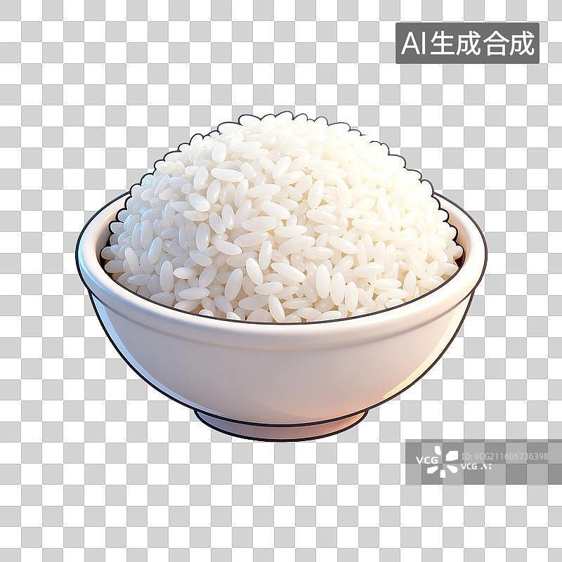 【AI数字艺术】3D渲染，一碗米饭，糯米，粳米主食免抠元素图片素材