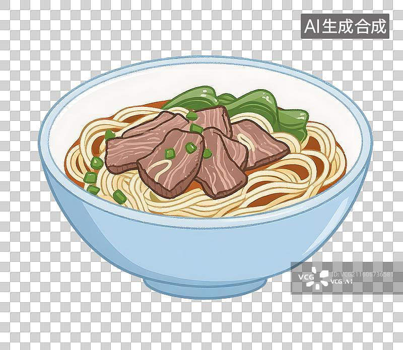 【AI数字艺术】AIGC:牛肉拉面，美食，面条，插图插画，元素，免抠图形图片素材