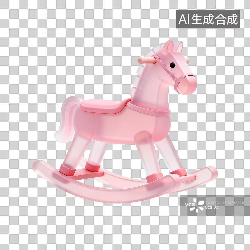 【AI数字艺术】粉色塑料摇马玩具图片素材