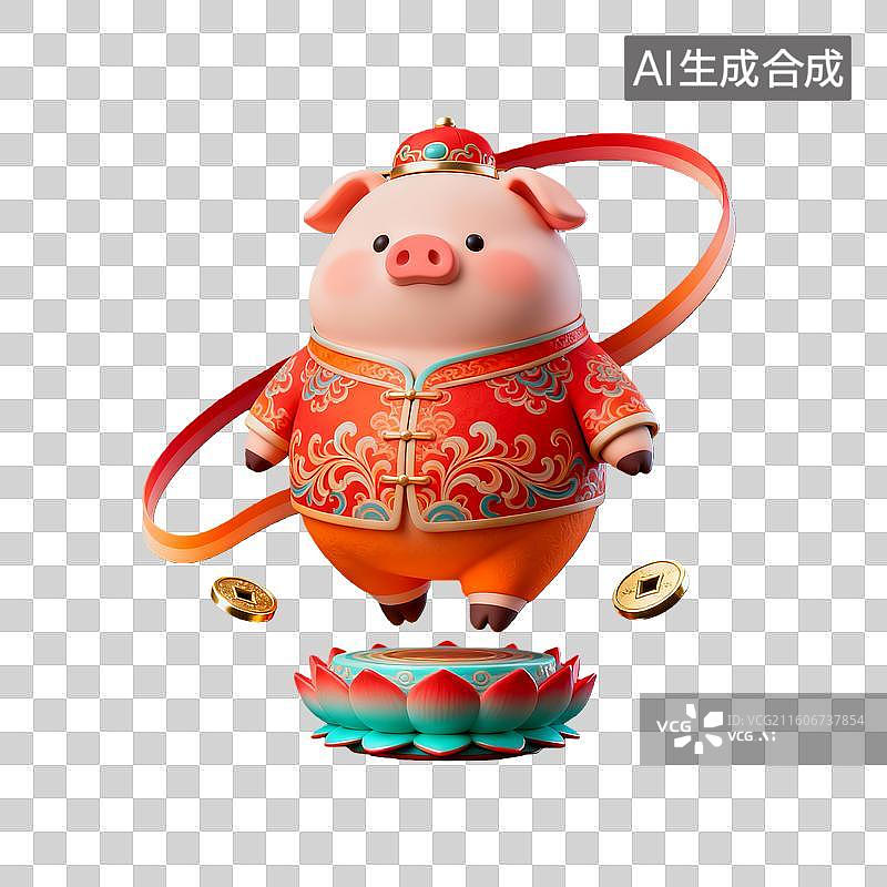 【AI数字艺术】3d粘土质感春节十二生肖之猪年图片素材