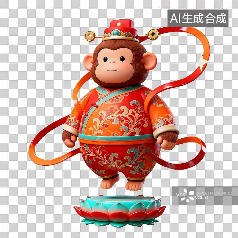 【AI数字艺术】3d粘土质感春节十二生肖之猴年图片素材