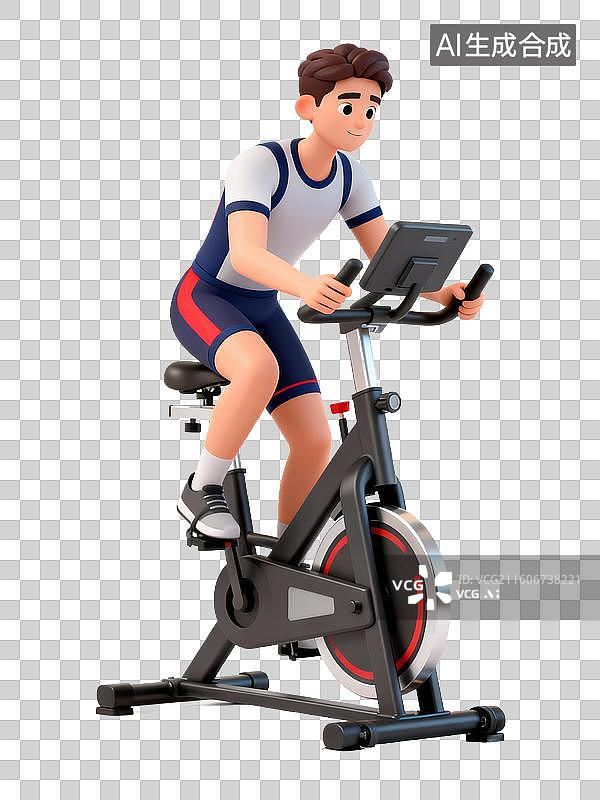 【AI数字艺术】男子室内动感单车健身图片素材