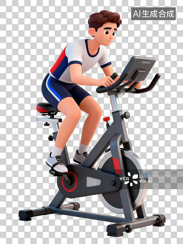 【AI数字艺术】男子室内动感单车健身图片素材