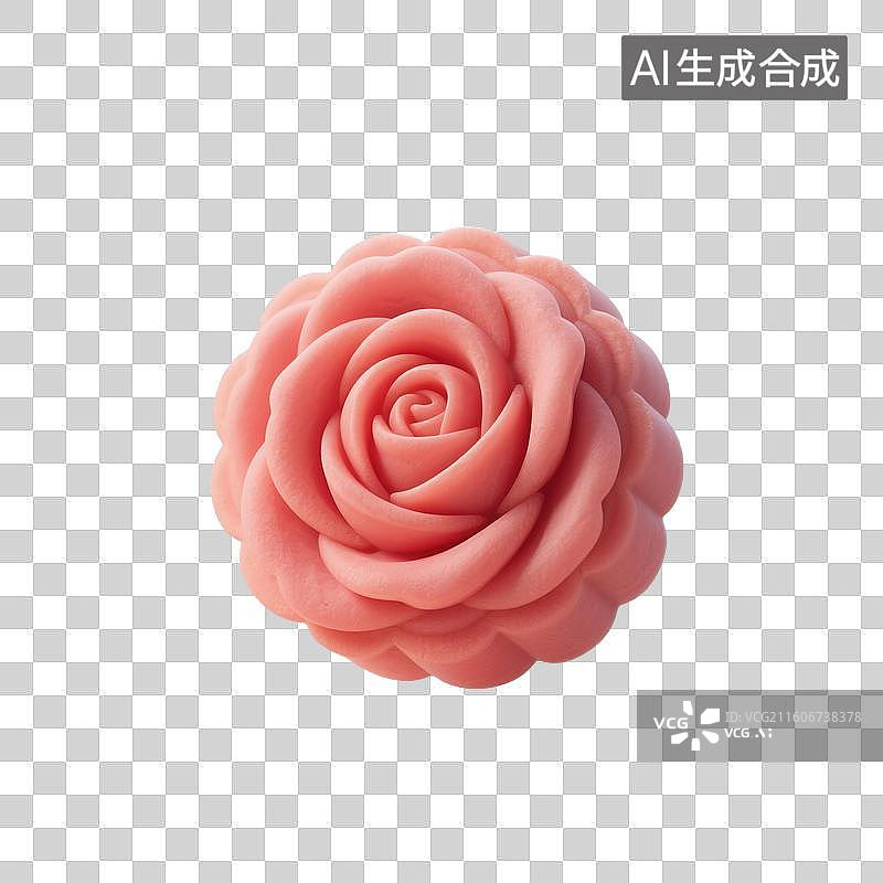 【AI数字艺术】3D渲染，玫瑰馅饼，鲜花饼，中秋节月饼，传统节日，中国传统美食，免抠元素图片素材