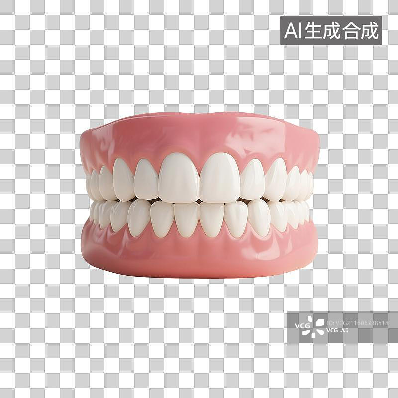 【AI数字艺术】3D渲染，假牙，牙齿，牙齿清洁免抠元素图片素材