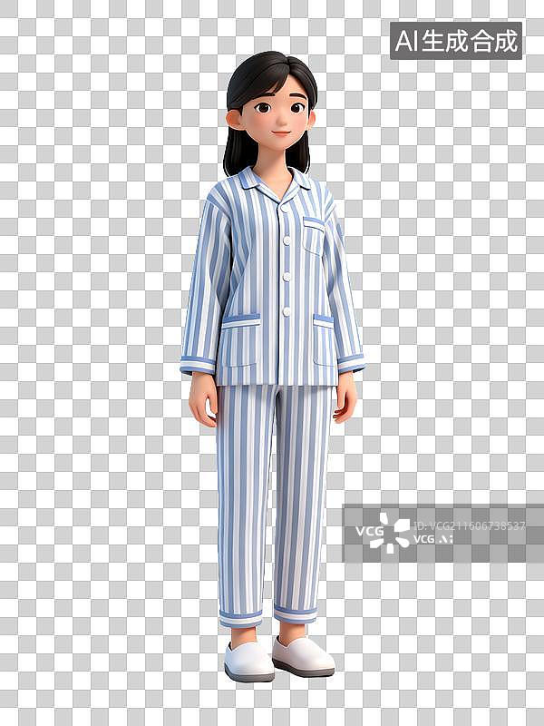 【AI数字艺术】穿着条纹病号服的女性图片素材