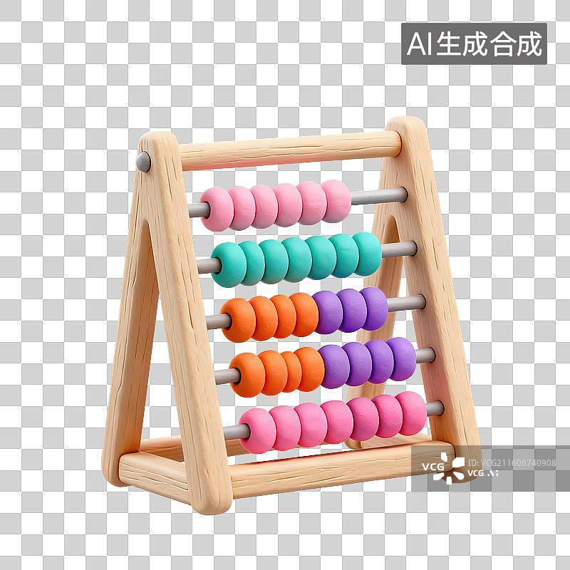 【AI数字艺术】3D粘土风格母婴亲子主题儿童计数算珠学习教具元素图片素材