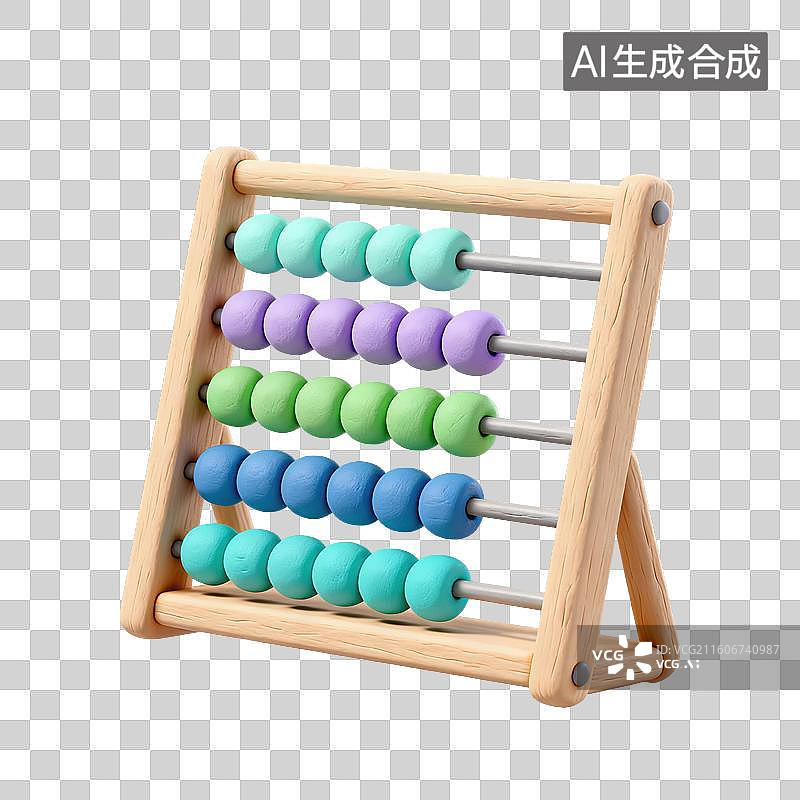 【AI数字艺术】3D粘土风格母婴亲子主题儿童计数算珠学习教具元素图片素材