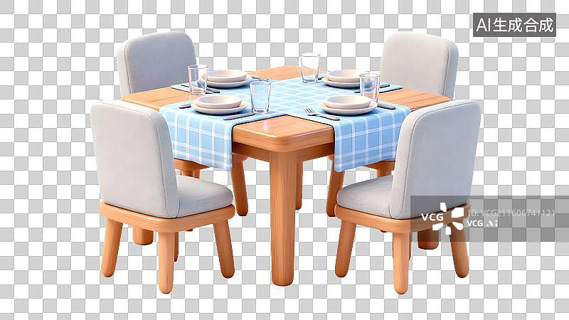 【AI数字艺术】卡通餐桌椅模型图片素材