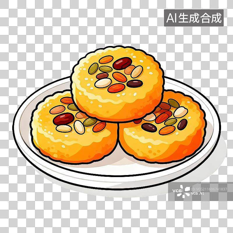 【AI数字艺术】完整的八宝油糕元素图片素材