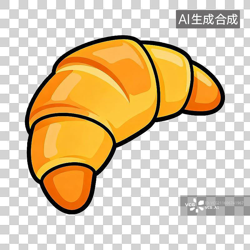 【AI数字艺术】颜色鲜亮的完整牛角包元素图片素材