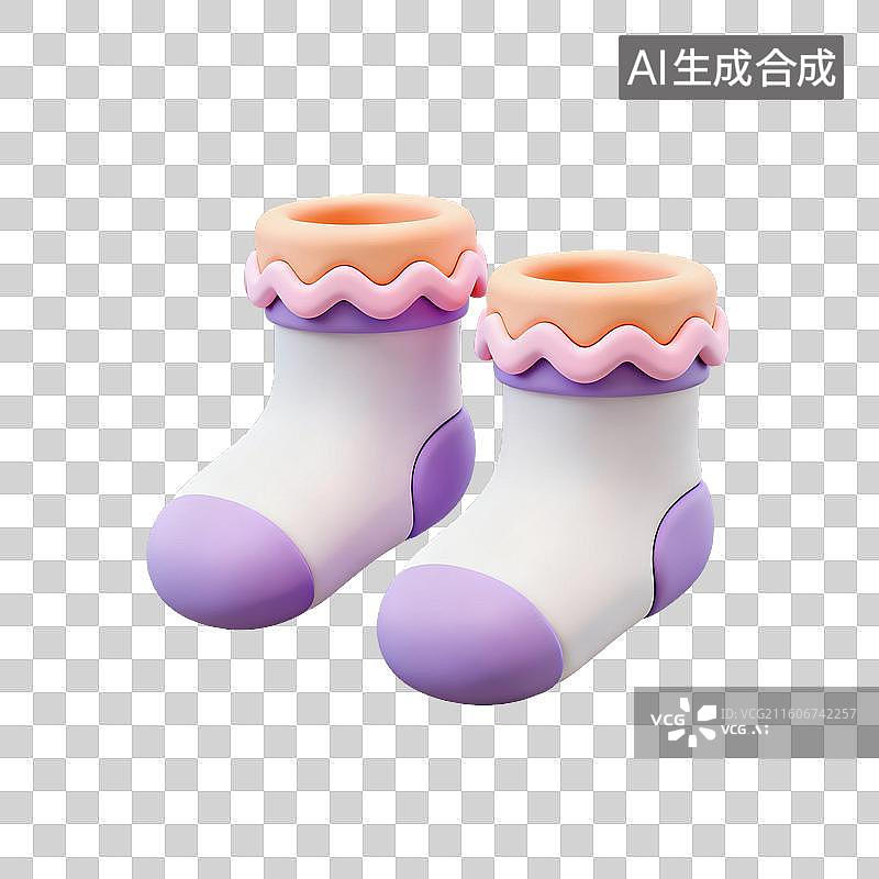 【AI数字艺术】3D粘土风格母婴亲子主题婴儿袜子元素图片素材