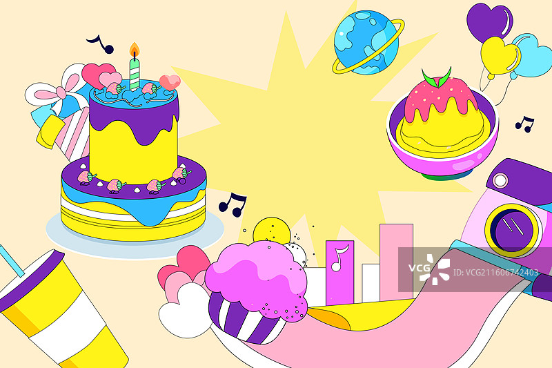 卡通美食餐饮吃饭聚餐朋友青年学生消费促销优惠购物电商饮食健康轻食烹饪食品外卖购物节背景渐变矢量插画图片素材