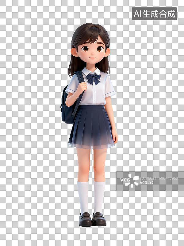 【AI数字艺术】穿校服的年轻女中学生图片素材