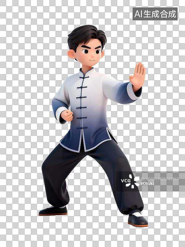 【AI数字艺术】练习武术姿势的3D人物图片素材