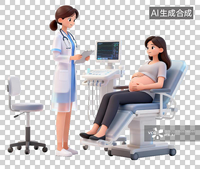 【AI数字艺术】孕妇进行医疗检查场景图片素材