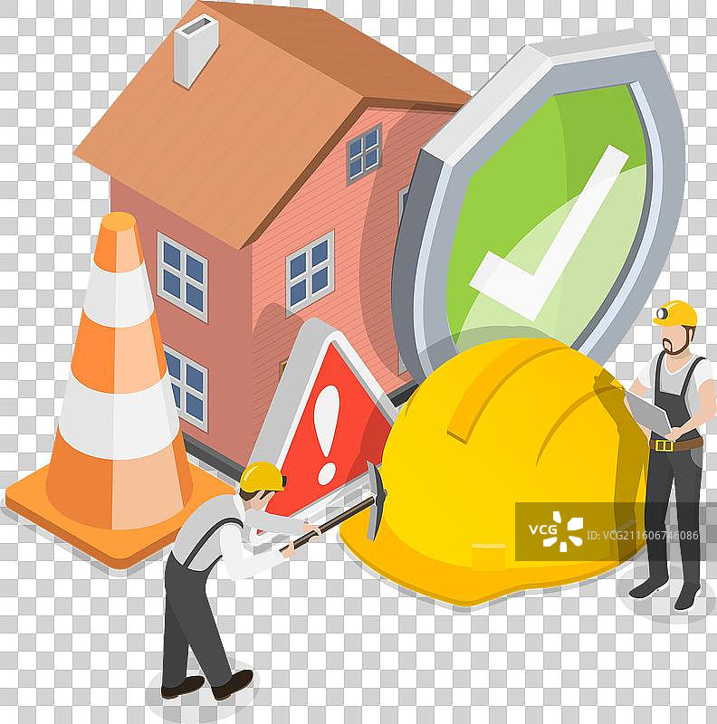 3d等距平面安全工作图片素材