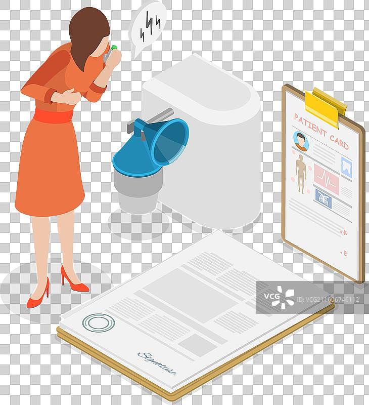 3d等距扁平哮喘图片素材