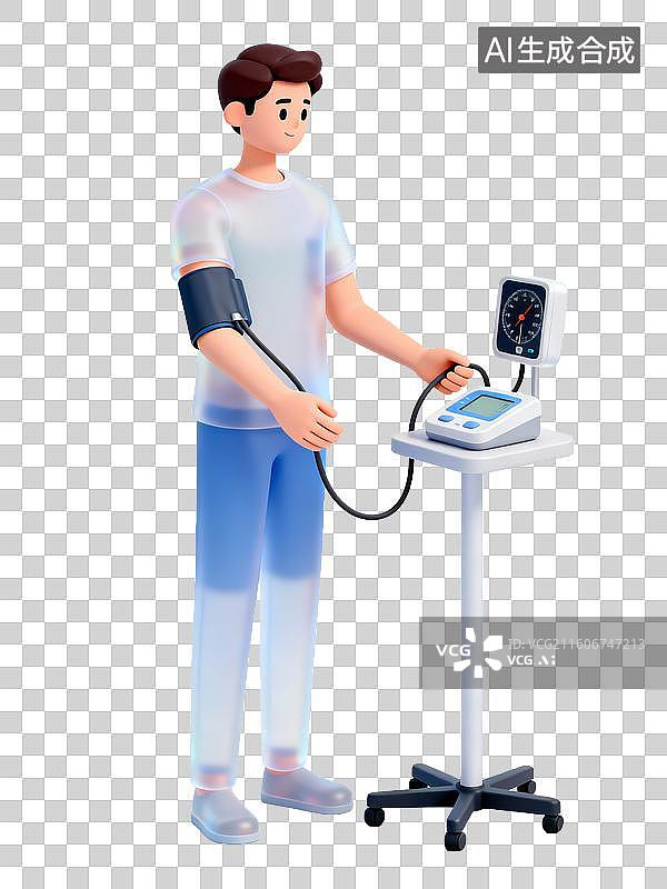 【AI数字艺术】男人使用血压计进行健康检查图片素材