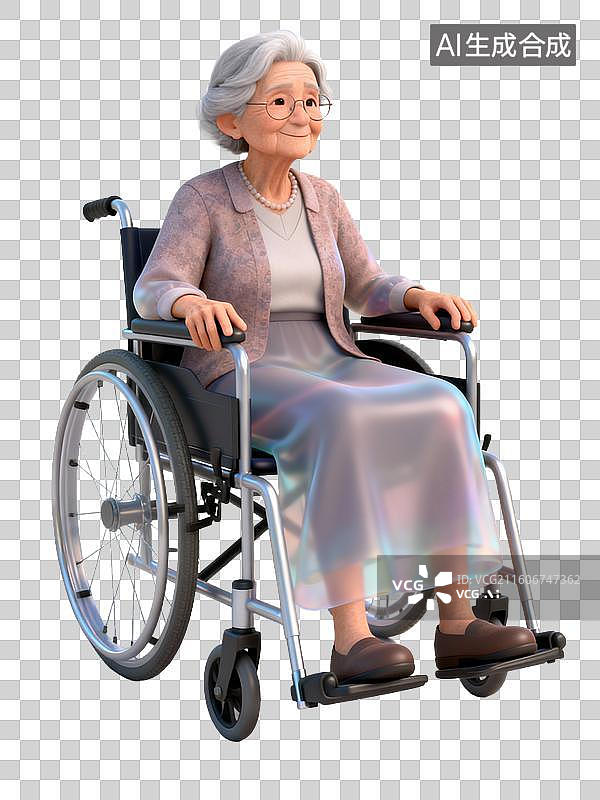 【AI数字艺术】坐轮椅的老年女性图片素材