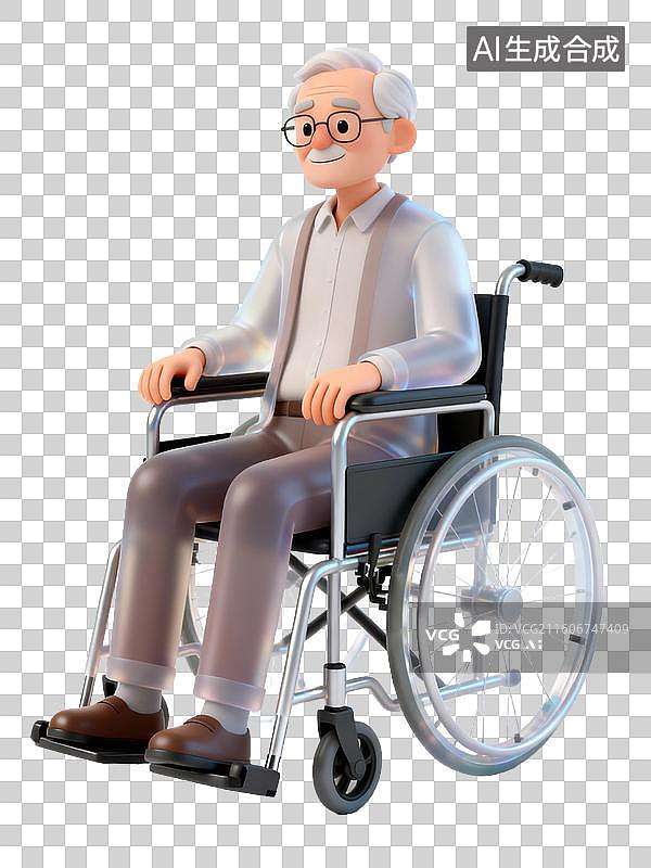 【AI数字艺术】坐轮椅的老年人图片素材
