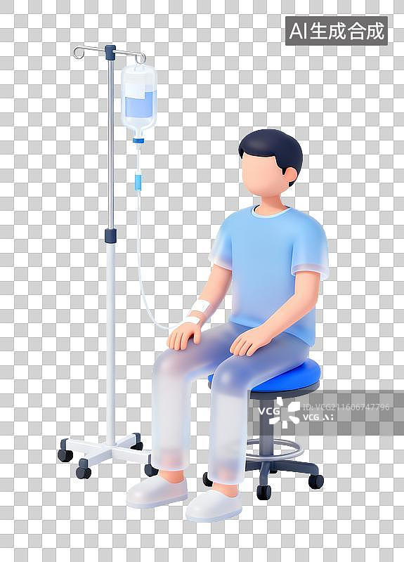 【AI数字艺术】男子接受静脉输液场景图片素材