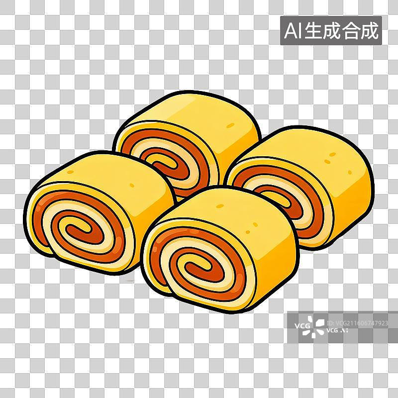 【AI数字艺术】平面插画，摆放好驴打滚，颜色鲜亮图片素材