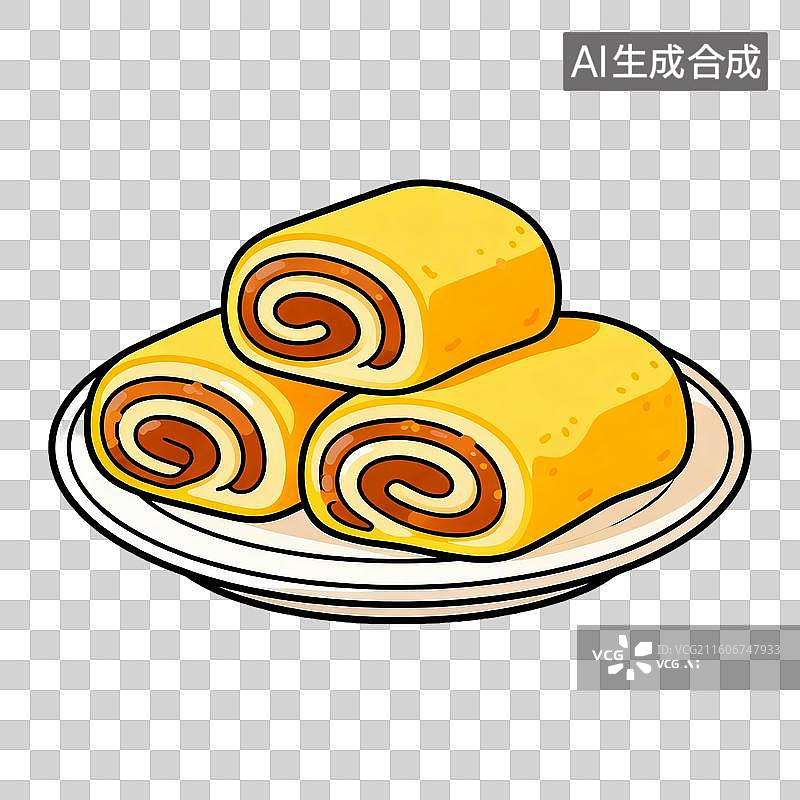 【AI数字艺术】平面插画，摆放好驴打滚，颜色鲜亮图片素材