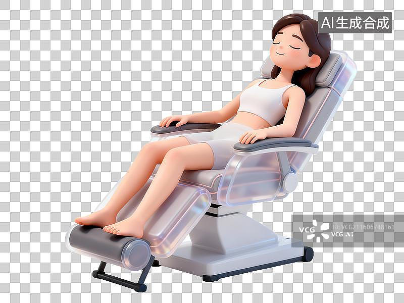 【AI数字艺术】躺在按摩椅上的女性图片素材