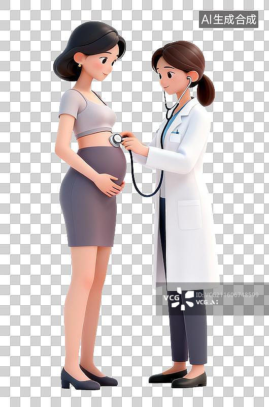 【AI数字艺术】孕妇进行医疗检查场景图片素材