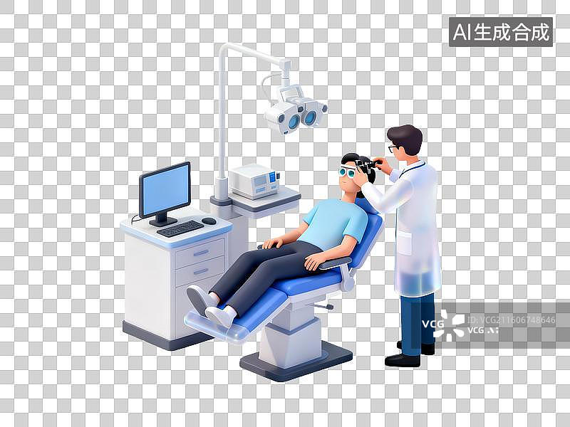 【AI数字艺术】眼科医生为患者进行视力检查图片素材