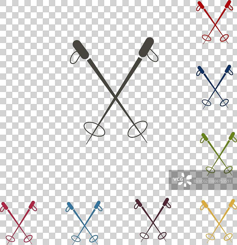 滑雪杖 多彩风格图标图片素材