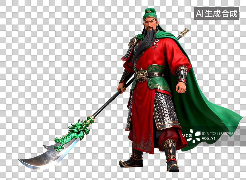 【AI数字艺术】Q版关公卡通形象图片素材