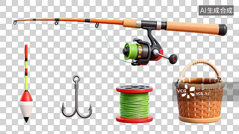 【AI数字艺术】卡通钓鱼竿玩具图片素材