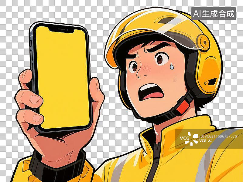 【AI数字艺术】外卖小哥拿着手机图片素材