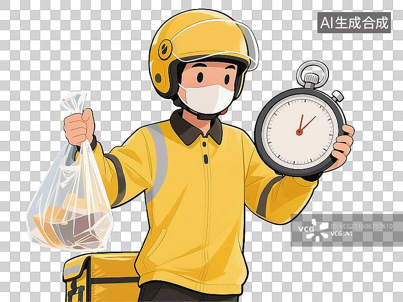 【AI数字艺术】外卖小哥拿着手机图片素材