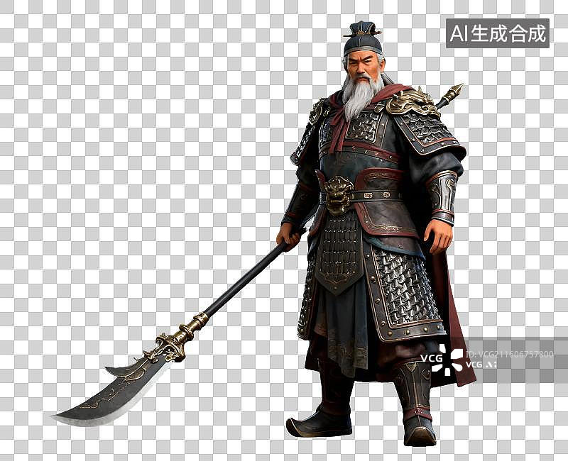 【AI数字艺术】古代老将关羽形象图片素材