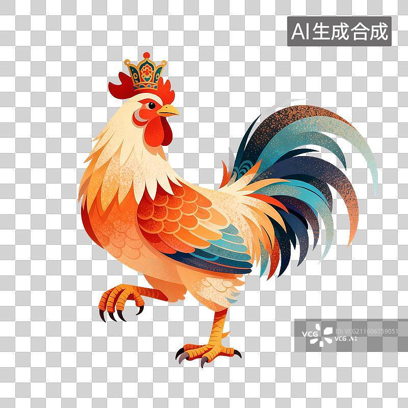 【AI数字艺术】生肖雄鸡插画图片素材