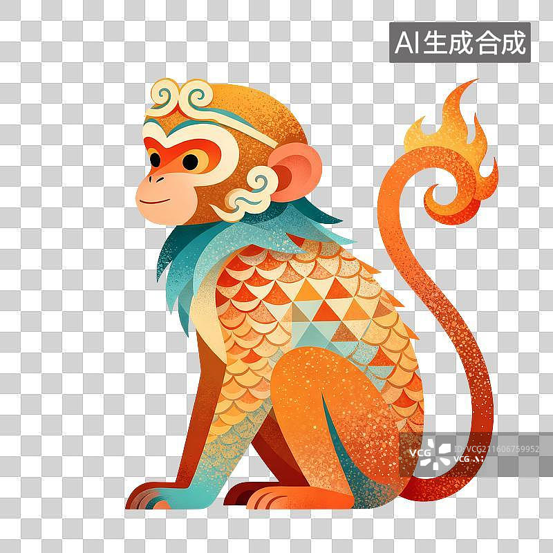 【AI数字艺术】神兽猴子插画图片素材