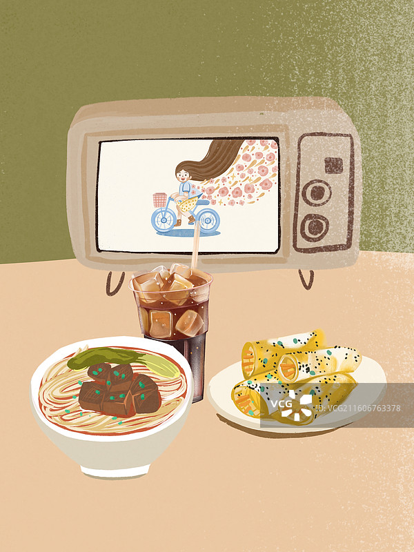 边追剧边吃饭图片素材