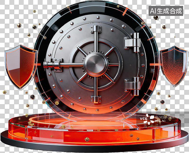 【AI数字艺术】金属保险库门与防护盾设计图片素材