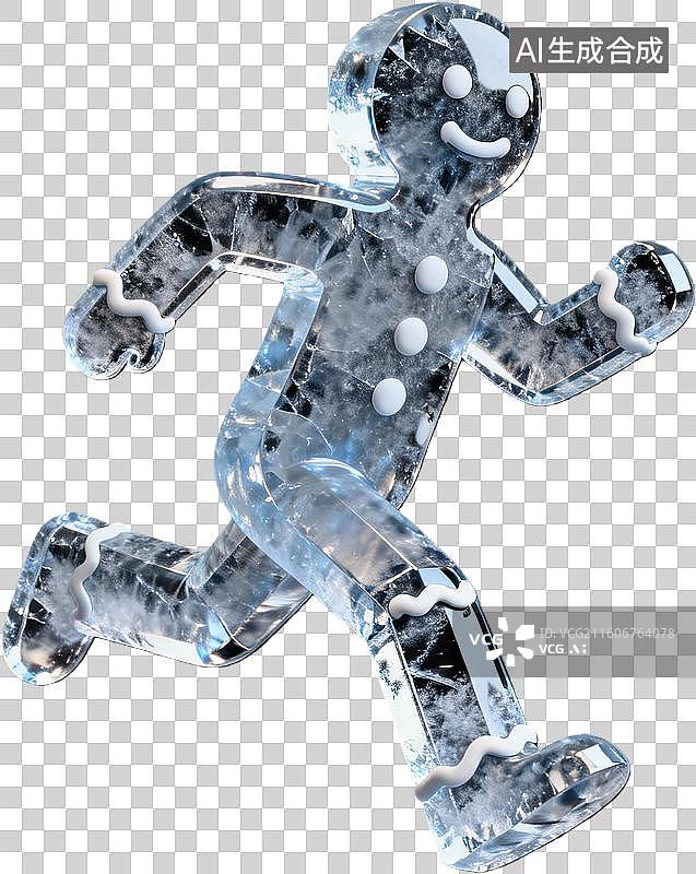 【AI数字艺术】冰雕人偶奔跑姿态生动图片素材