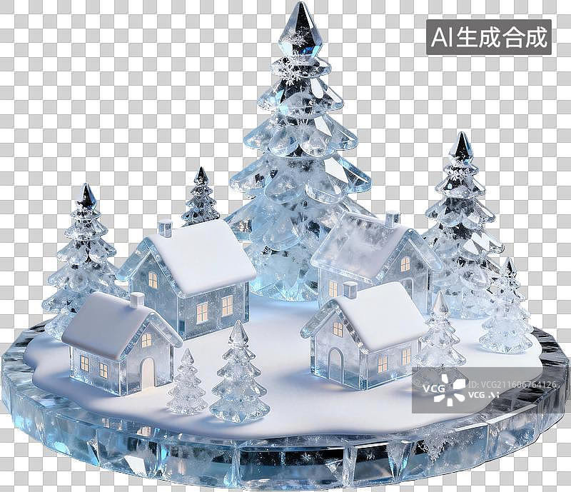 【AI数字艺术】冰雕圣诞小镇微缩景观图片素材