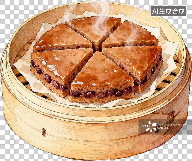 【AI数字艺术】传统美食早茶2D水彩扁平插画粤菜港式广式早茶点心美味糕点小吃插画元素免抠图形图片素材